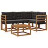 vidaXL Set vanjskih sofa s jastukom 5 pcs Prirodna i crna