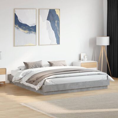 vidaXL Okvir kreveta s LED svjetlima siva boja betona 180 x 200 cm