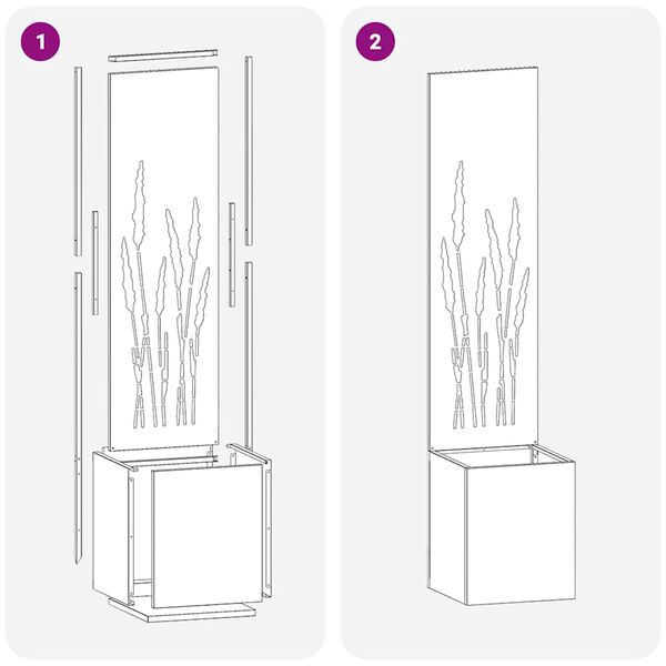 vidaXL Privatnost u vrtu Rezbarija Rđa 32 x 140 cm