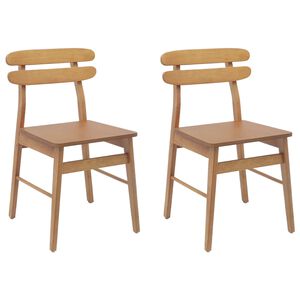 vidaXL Stolac za blagovanje 2 pcs Prirodna Čvrsto drvo od gume