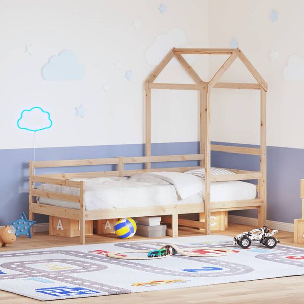 vidaXL Dnevni krevet s krovom 90x200 cm od masivne borovine