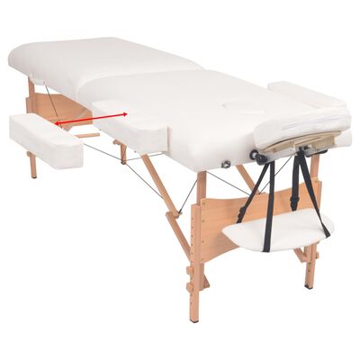 vidaXL Sklopivi stol za masažu s 2 zone i stolac debljina 10 cm bijeli
