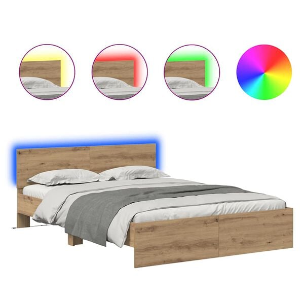 vidaXL Krevetna konstrukcija Umjetnički hrast 120 x 190 cm