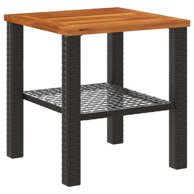 vidaXL Vrtni stol crni 40x40x42 cm od poliratana i drva bagrema