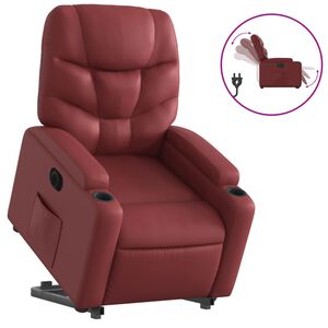 vidaXL Električni naslonjač na podizanje umjetna koža crvena boja vina
