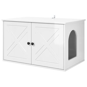 vidaXL Mačja Kuća Sjajno bijelo 85 x 55 x 50,5 cm Konstruirano drvo