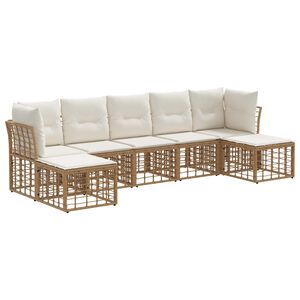 vidaXL Set vanjskih sofa s jastukom 4 pcs Prirodna Poliester