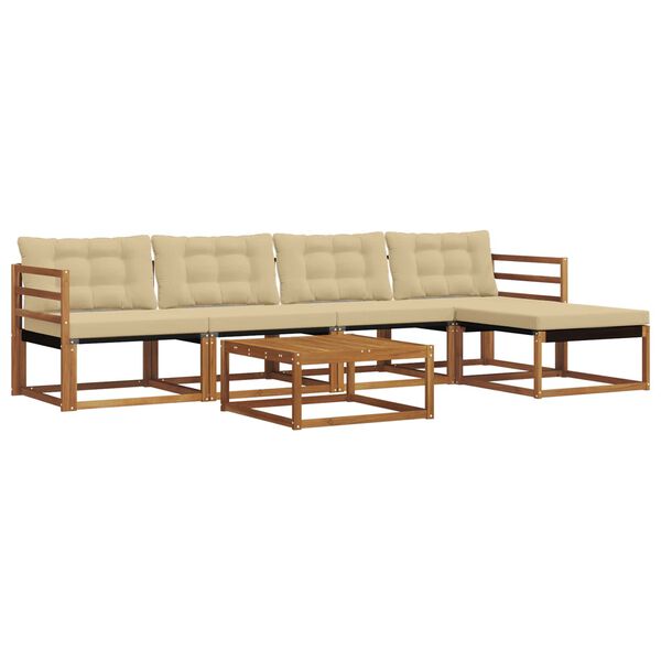 vidaXL Set vanjskih sofa s jastukom 6 pcs Prirodna i bež