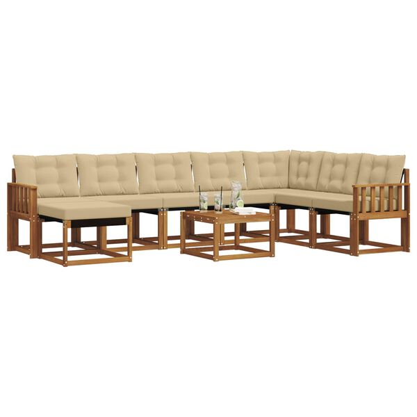 vidaXL Set vanjskih sofa s jastukom 9 pcs Prirodna i bež
