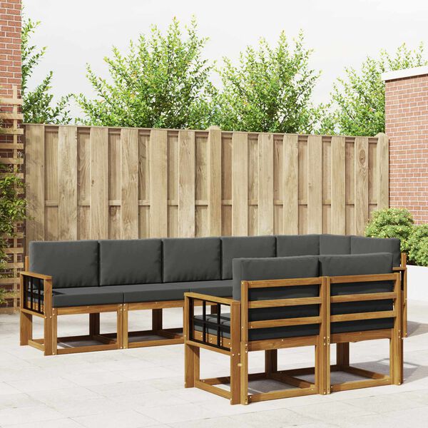 vidaXL Set vanjskih sofa s jastukom 8 pcs Prirodna i antracit