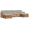vidaXL Setovi sofa 6 pcs Prirodna i svijetlo siva Čvrsto drvo akacije