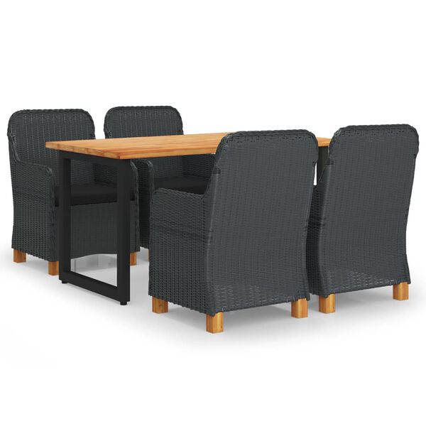 vidaXL 5-dijelni vrtni blagovaonski set od poliratana tamnosivi