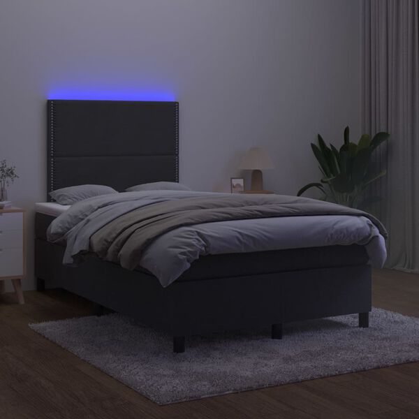 vidaXL Krevet box spring s madracem LED crni 120 x 190 cm bar&scaron;unasti
