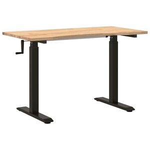 vidaXL Stol Crna i prirodna 120 x 60 cm Čvrsto Hrastovo Drvo