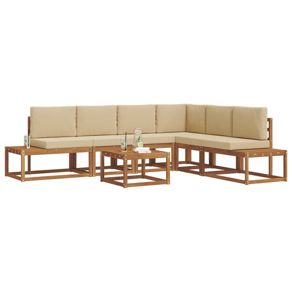 vidaXL Set vanjskih sofa s jastukom 7 Komad Prirodna i bež