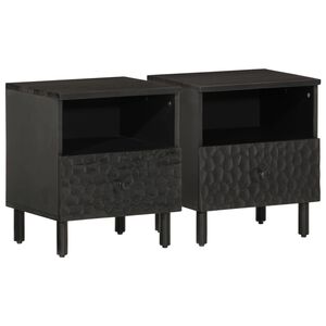 vidaXL Noćni ormarići 2 kom crni 40x33x46 cm od masivnog drva manga