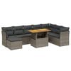 vidaXL 9-dijelni set vrtnih sofa od poliratana s jastucima sivi