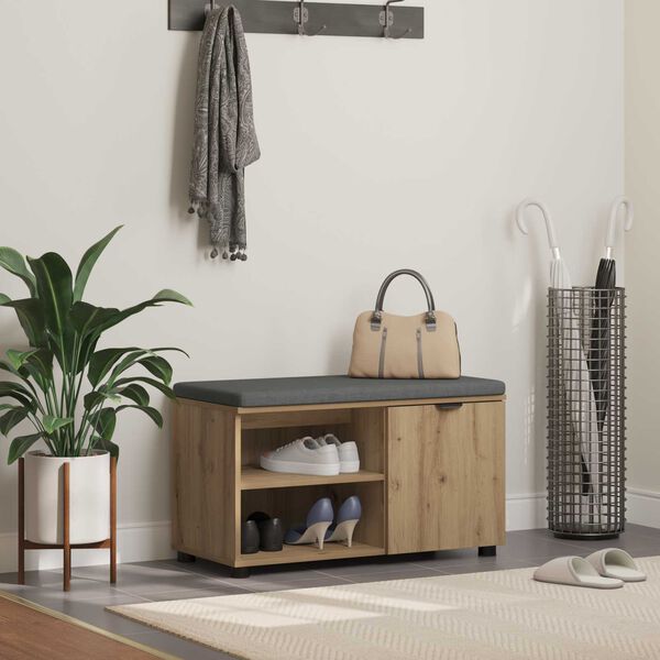 vidaXL Klupa za hodnik s jastukom Umjetnički hrast 80 x 38 x 46 cm