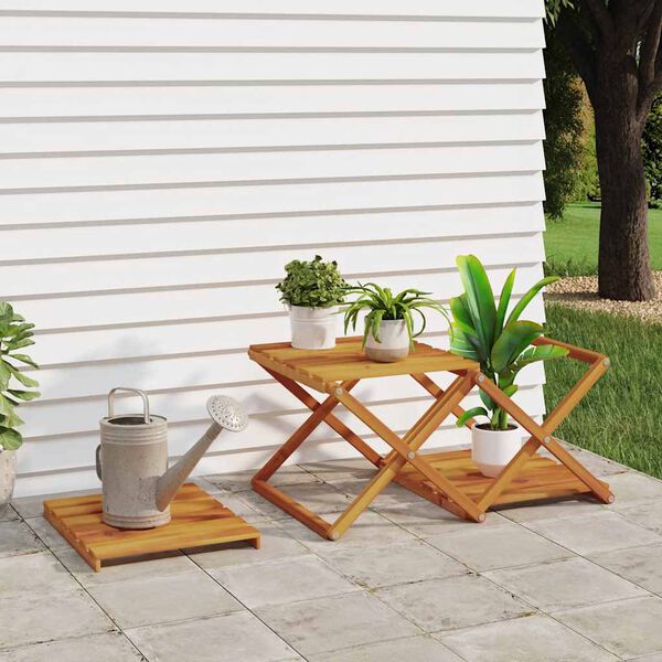 vidaXL Sklopiva polica 3 razine smeđa 43x31x63 cm masivno drvo bagrema