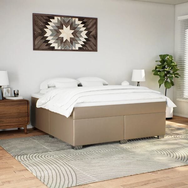 vidaXL Krevet box spring s madracem cappuccino 180x200 cm umjetna koža