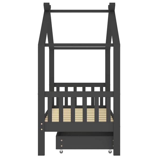 vidaXL Okvir za dječji krevet s ladicom tamnosivi 80 x 160 cm borovina
