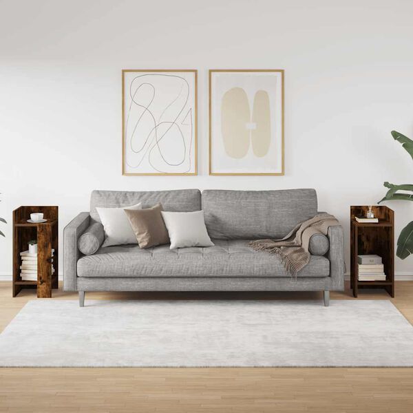 vidaXL Pomoćni stolići 2 kom s policom boja hrasta 25,5x27x60 cm