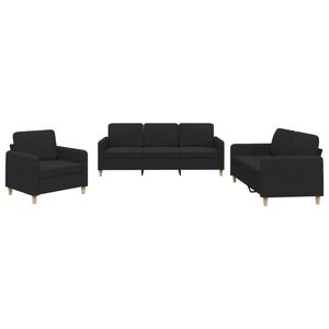 vidaXL 3-dijelni set sofa s jastucima crni od tkanine