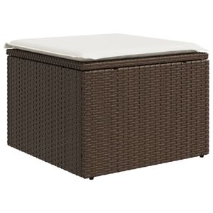 vidaXL Vrtni tabure s jastukom smeđi 55 x 55 x 37 cm od poliratana