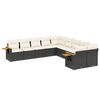 vidaXL 10-dijelni set vrtnih sofa s jastucima crni od poliratana