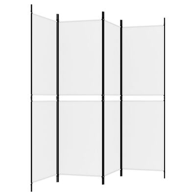 vidaXL Sobna pregrada s 4 panela bijela 200 x 180 cm od tkanine