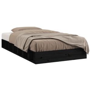 vidaXL Okvir za krevet crni 75x190 cm jednokrevetni masivno drvo