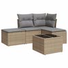 vidaXL 5-dijelni vrtni set sofa s jastucima bež od poliratana