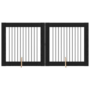 vidaXL Vrata za pse s postoljem 2 pcs Crni hrast 100 x 100 cm