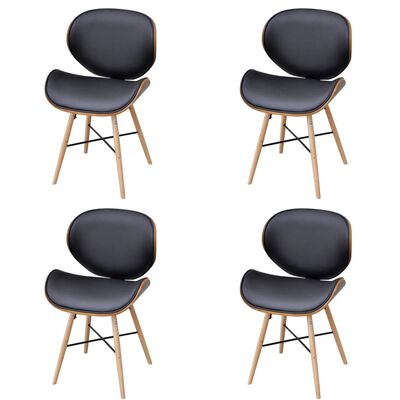 vidaXL Blagovaonske stolice od zaobljenog drva i umjetne kože 4 kom