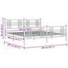 vidaXL Metalni okvir kreveta uzglavlje i podnožje bijeli 200x200 cm