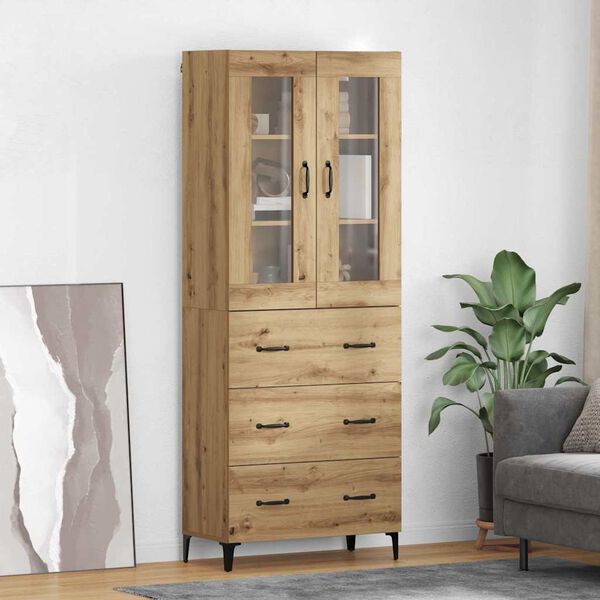 vidaXL Highboard Umjetnički hrast 69,5 x 34 x 180 cm Konstruirano drvo