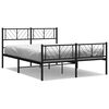 vidaXL Metalni okvir kreveta uzglavlje i podnožje crni 135x190 cm