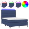 vidaXL Krevet box spring s madracem LED plavi 140x190 cm od tkanine