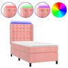 vidaXL Krevet box spring s madracem LED ružičasti 80x200 cm bar&scaron;unasti