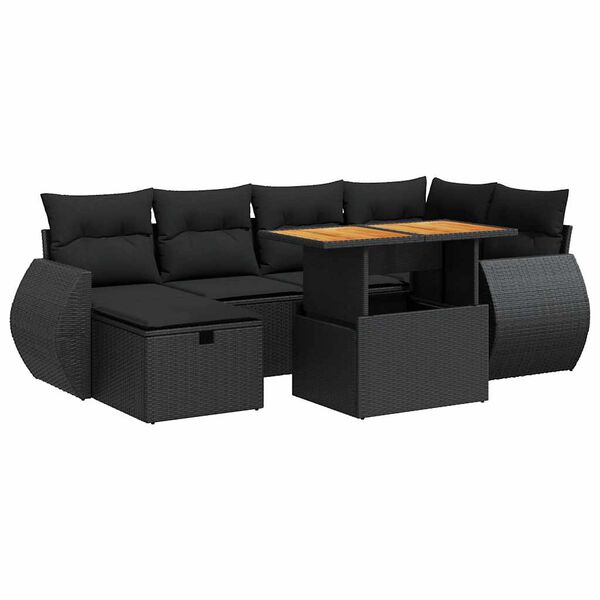 vidaXL 8-dijelni set vrtnih sofa od poliratana s jastucima crni bagrem
