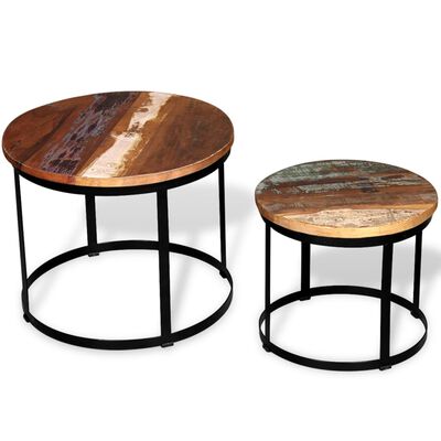 vidaXL Dvodijelni set stolića za kavu obnovljeno drvo okrugli 40/50 cm