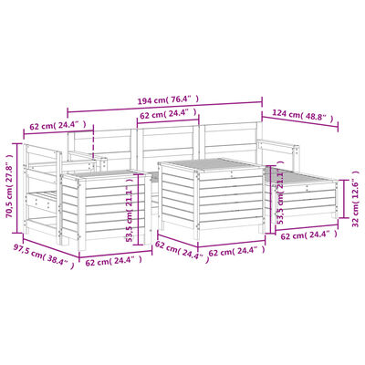 vidaXL 7-dijelni set vrtnih sofa od masivnog drva duglazije