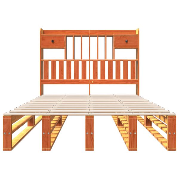 vidaXL Krevet s regalom za knjige bez madraca 135 x 190 cm od borovine