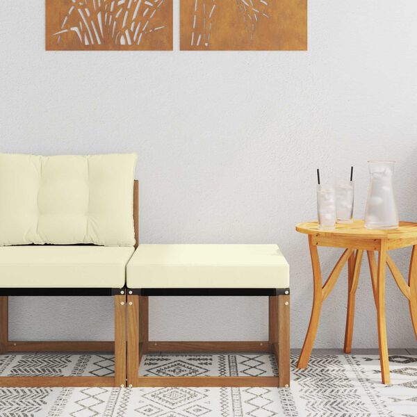 vidaXL Vanjski otoman Masivno bagremovo drvo, Tekstilen Prirodna