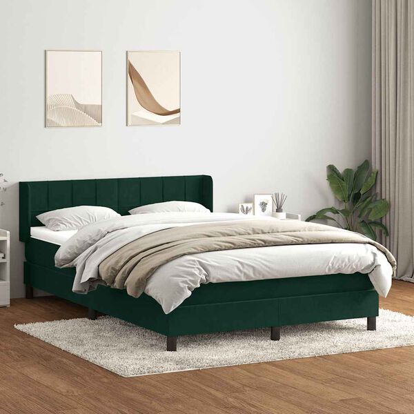 vidaXL Box Spring krevet s madracem tamno zeleni 160x220 cm bar&scaron;un