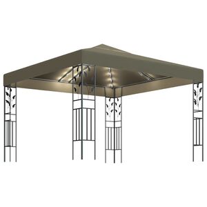 vidaXL Sjenica s LED svjetlosnim trakama 3 x 3 m smeđe-siva