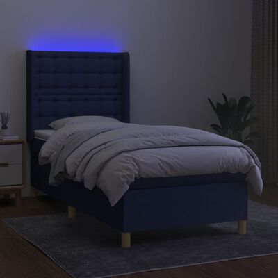 vidaXL Krevet box spring s madracem LED plavi 100x200 cm od tkanine