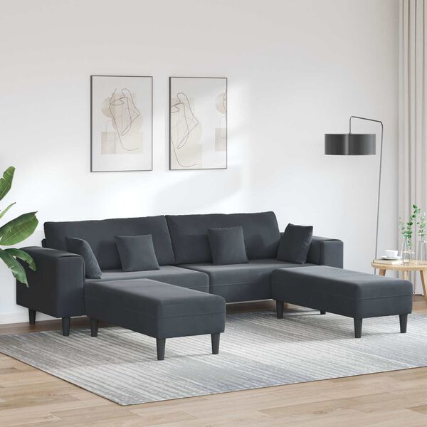 vidaXL Sofa s jastukom 3 pcs Tamno siva Bar&scaron;un