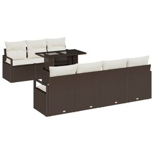 vidaXL Sjedeća garnitura za vrt s jastukom 8 pcs Smeđa Poli ratan