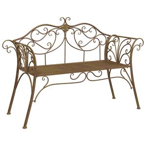vidaXL Vrtna klupa 2-Broj sjedala 130 x 47 x 90 cm Čelik Antikno smeđa